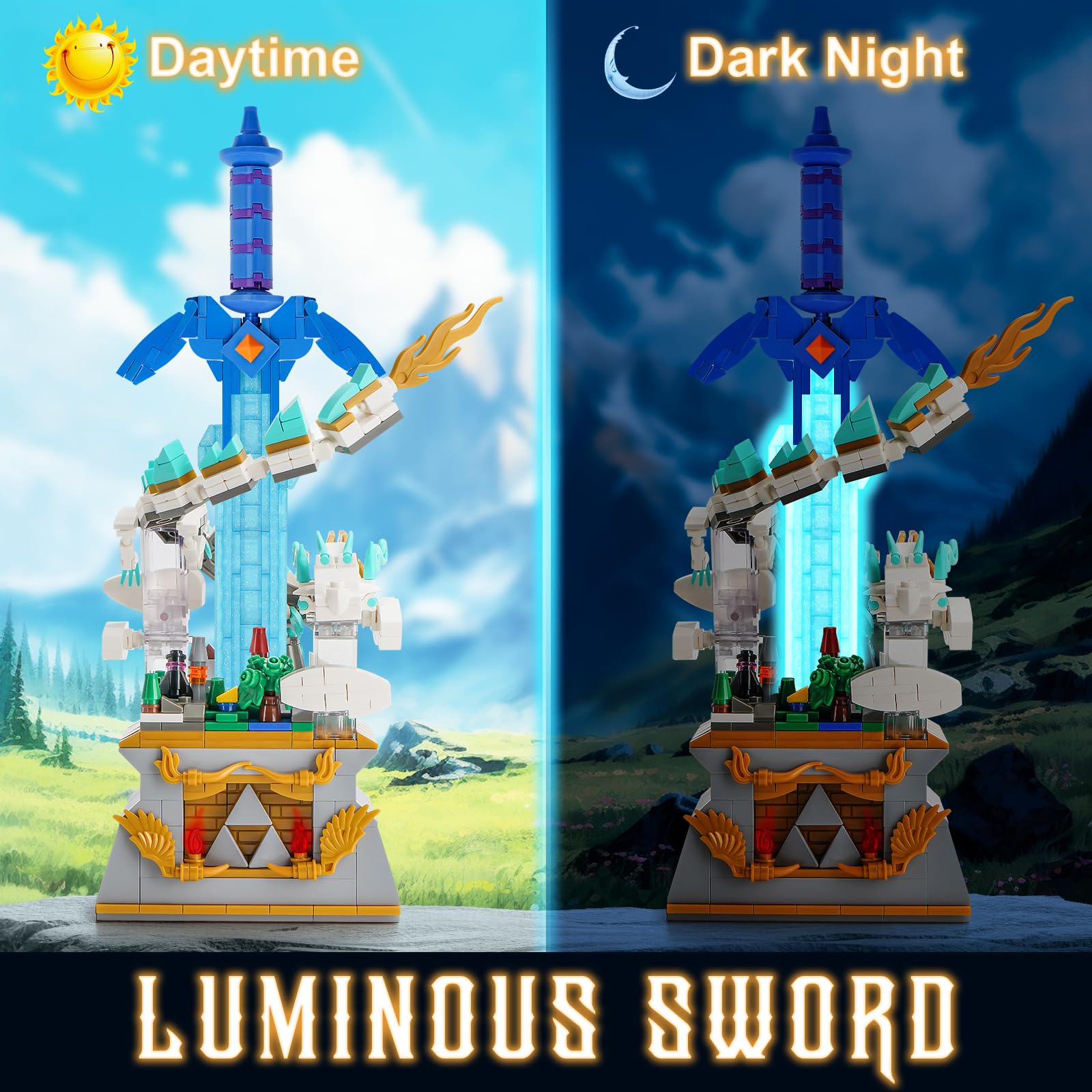 Hyrule Castle scene with glowing sword, ideal for room décor and imaginative play.