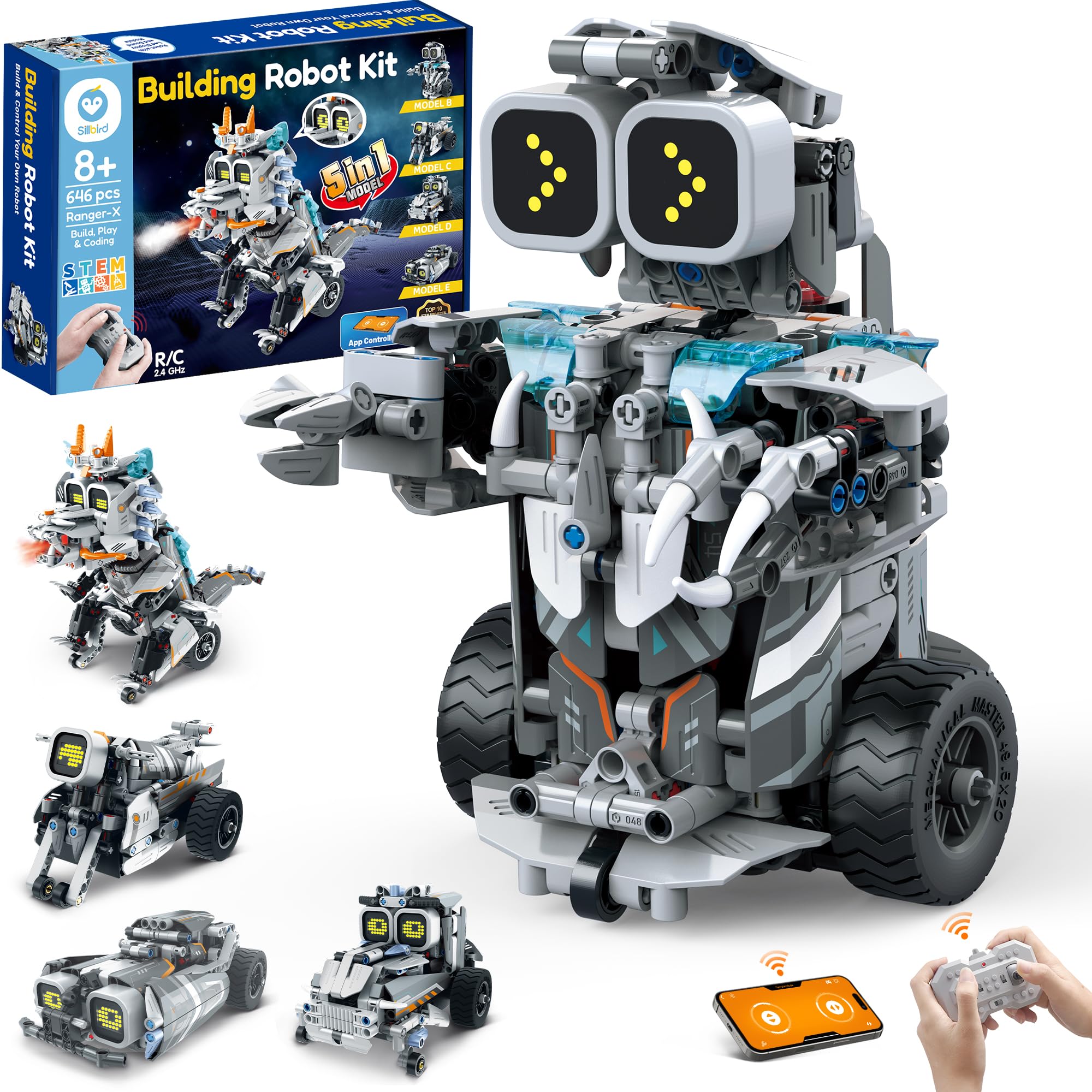 Sillbird Building Robot Dinosaur Kit box ready for gifting and STEM exploration.