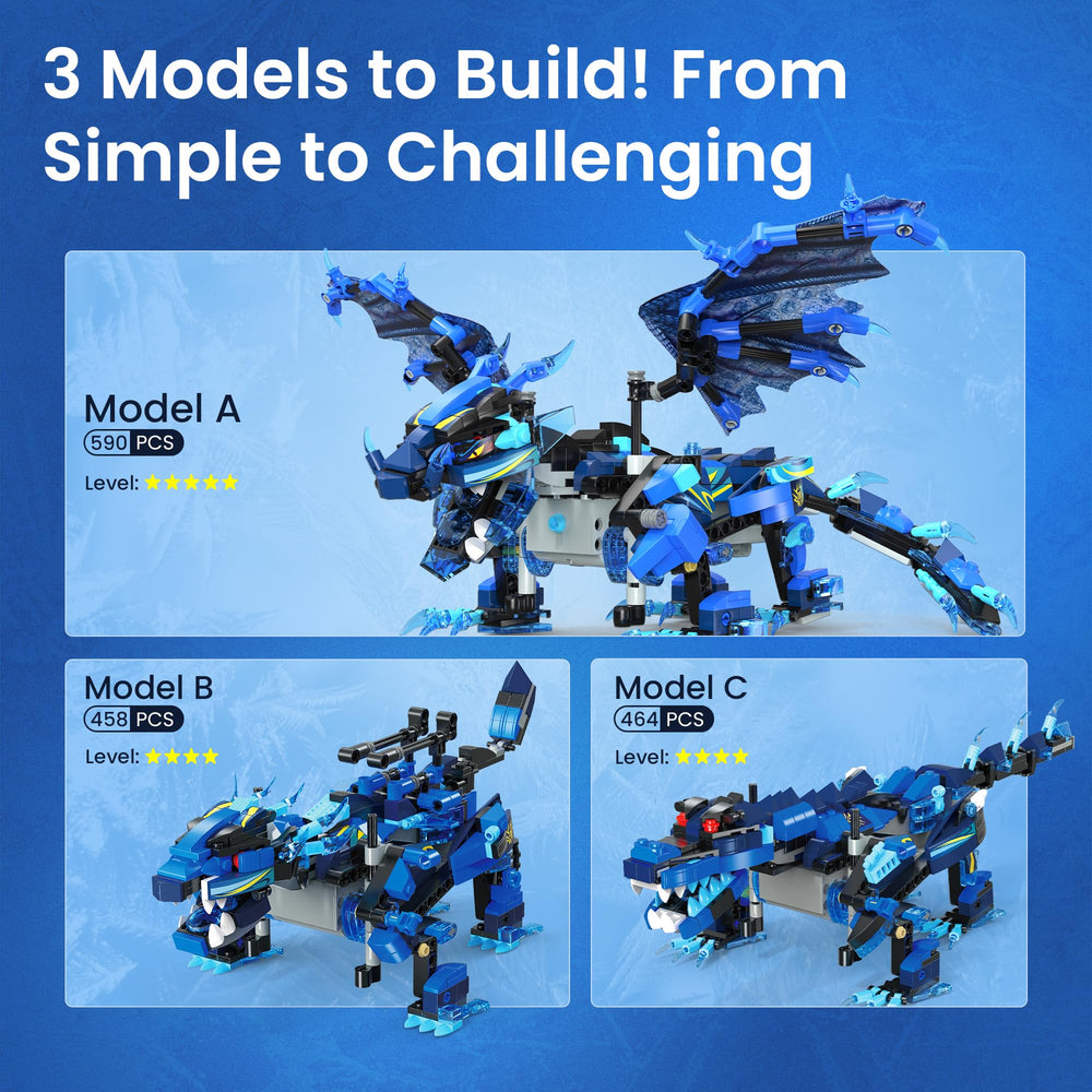 Sillbird dragon kit includes 590 pieces for rich building variety and challenge.