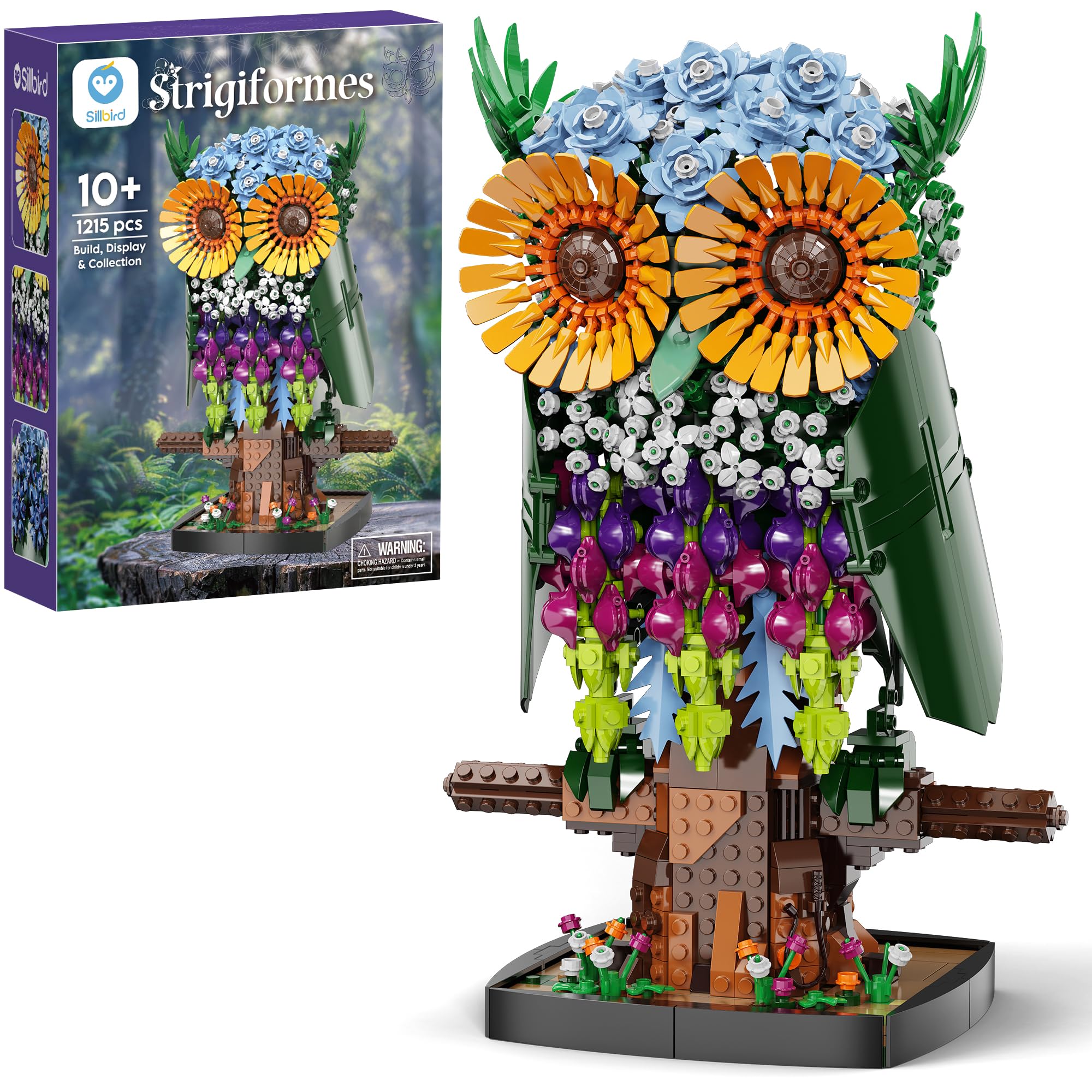 Sillbird Flower Owl building set for a vibrant home display.