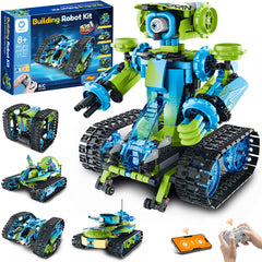 Sillbird robot car kit front view shows sturdy blue-green parts for STEM play