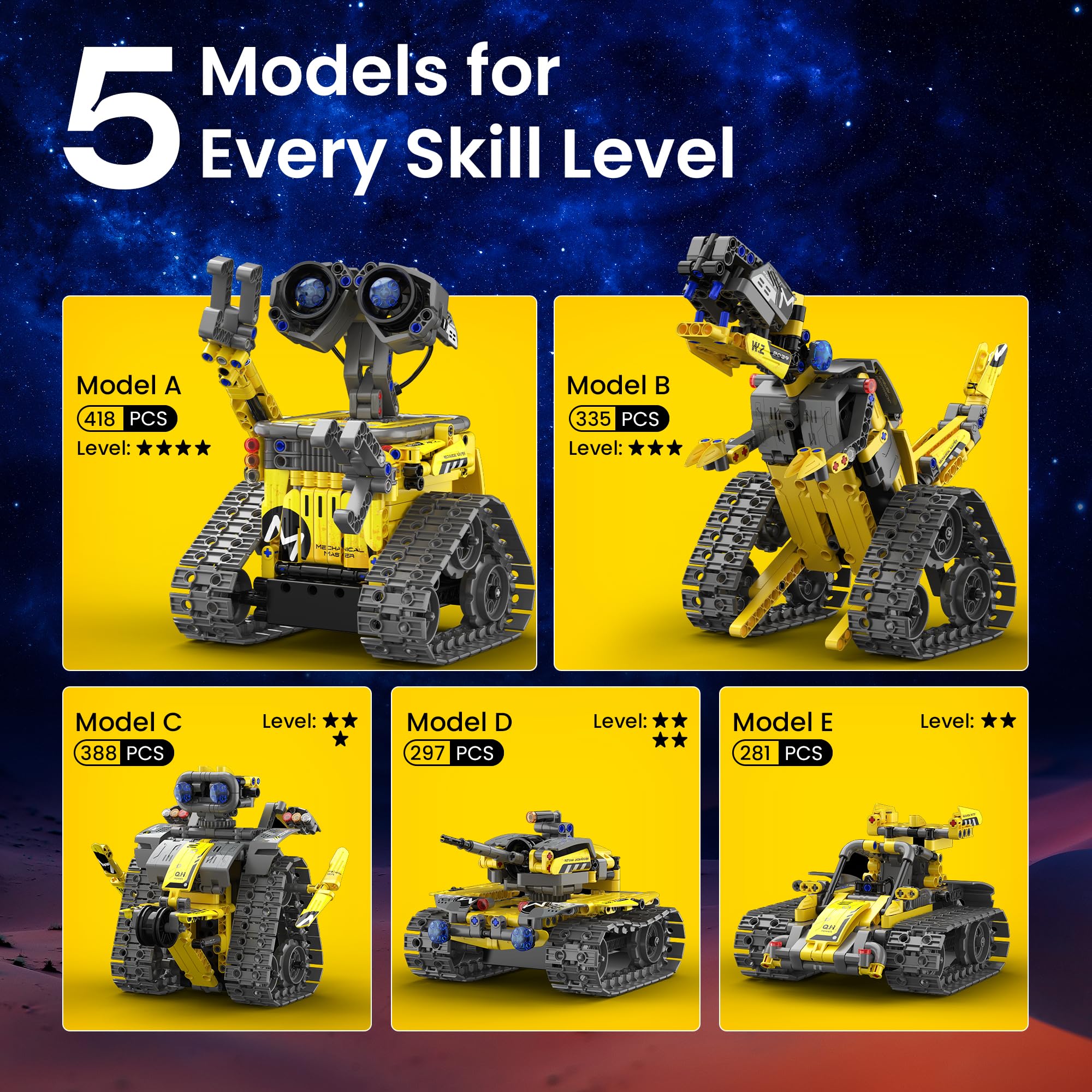 Sillbird 5-in-1 versatility with multiple build options for growing skills.