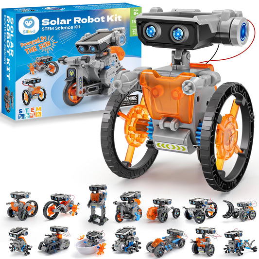 Sillbird solar robot kit with 212 parts for outdoor STEM play in bright sun