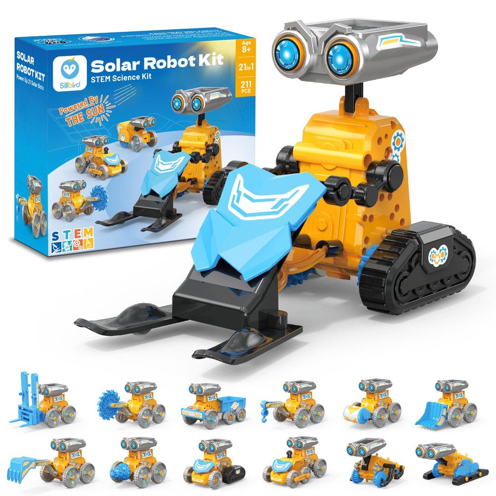 Sillbird solar robot kit front view for hands-on STEM exploration.