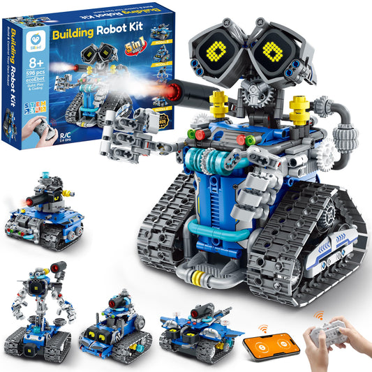 Sillbird STEM robot kit cover highlights 596-piece build and vibrant color design.