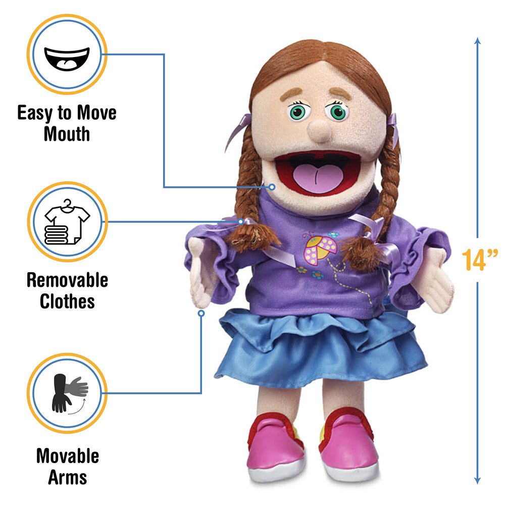 Silly Puppets Amy Peach Girl detailed removable clothes for dress up pretend play