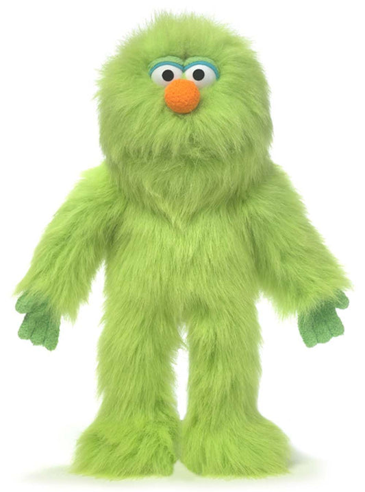 Silly Puppets Green Monster hand puppet front view for imaginative play