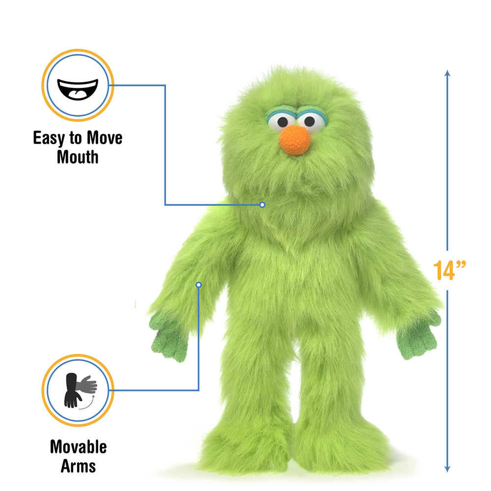 Silly Puppets Green Monster mouth action close-up for expressive dialogue