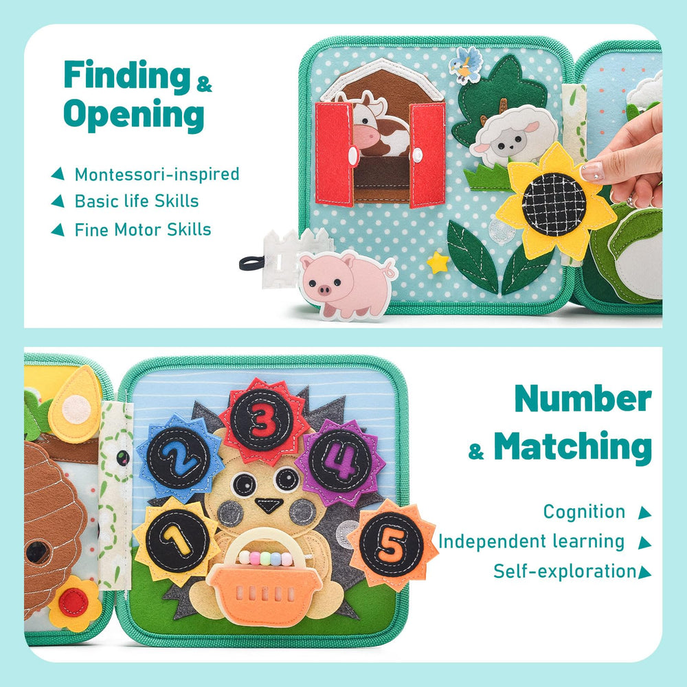 Silouka Montessori Busy Book page with Velcro numbers for hands-on learning.