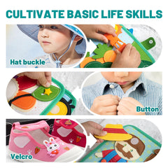 Silouka Montessori Busy Book page featuring shapes and colors for cognitive play.
