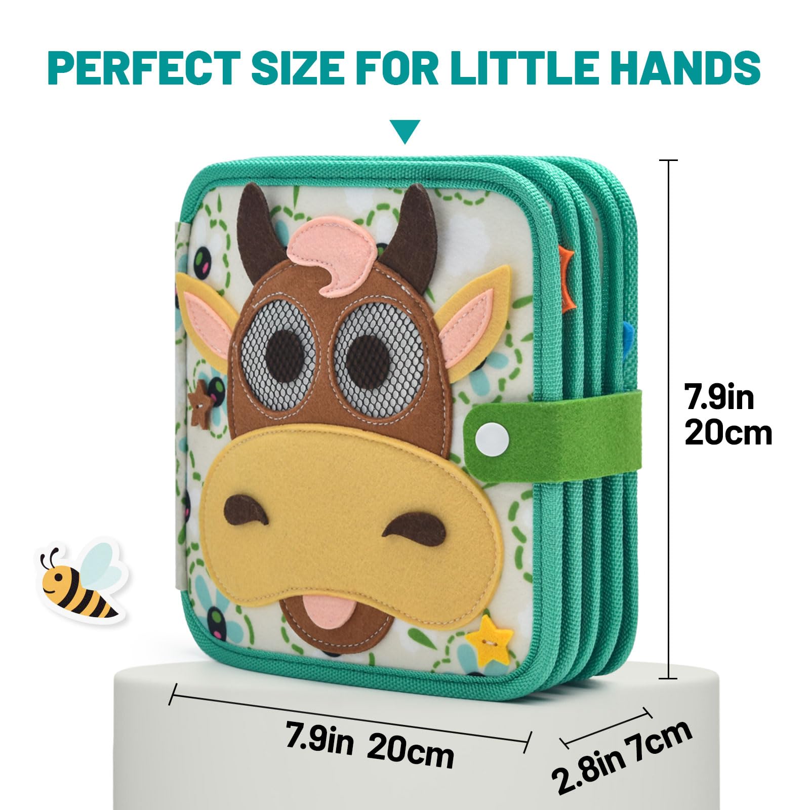 Silouka Montessori Busy Book travel-compact design fits in bags for trips.