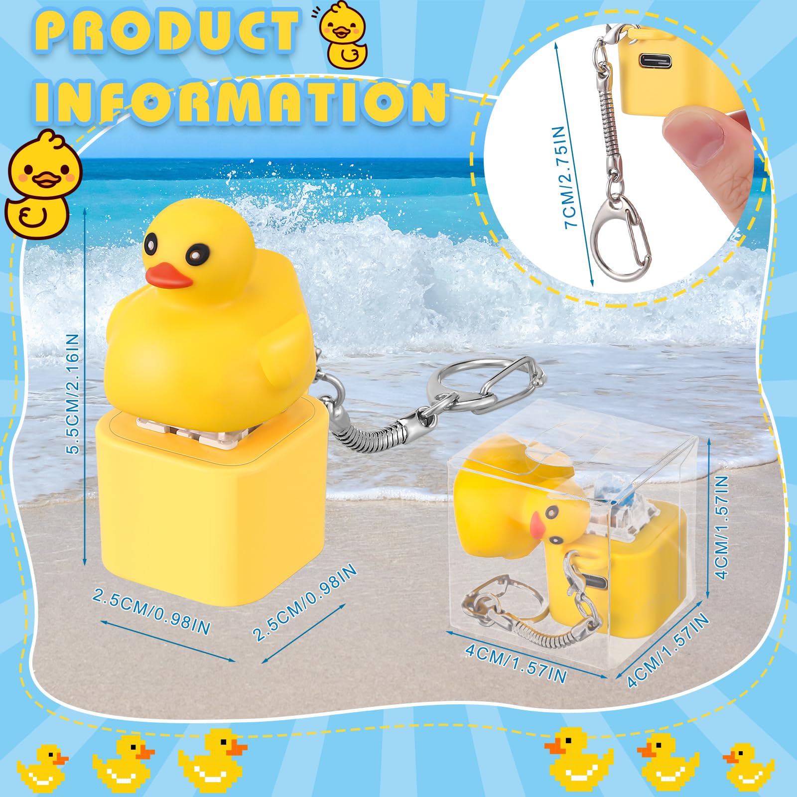 Simgoing quacking duck keychain side view highlighting portable design