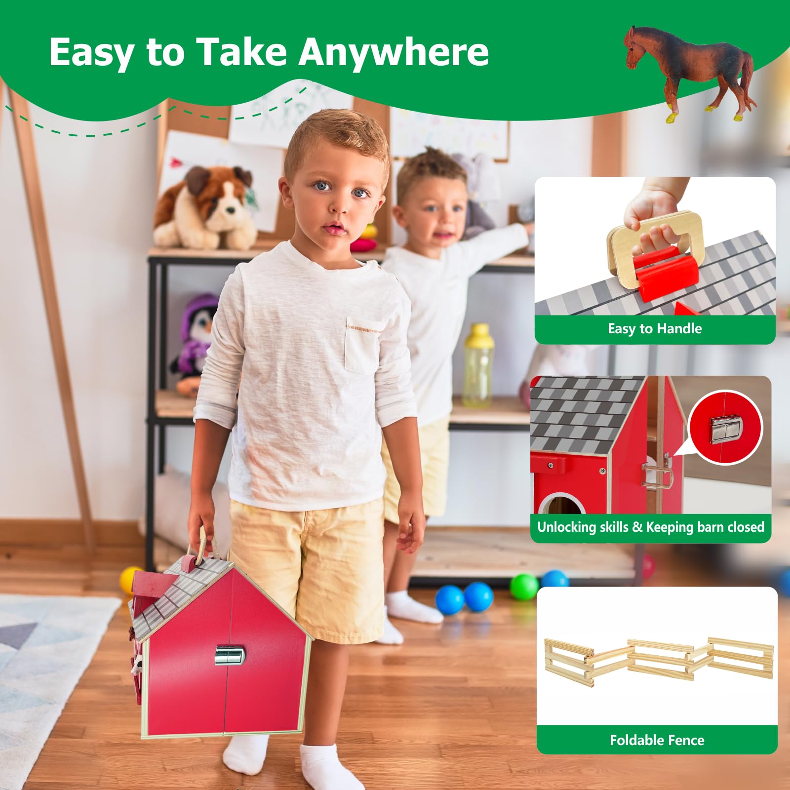 SIMPLIPLAY 10 farm animal figurines enable color matching and pretend play.