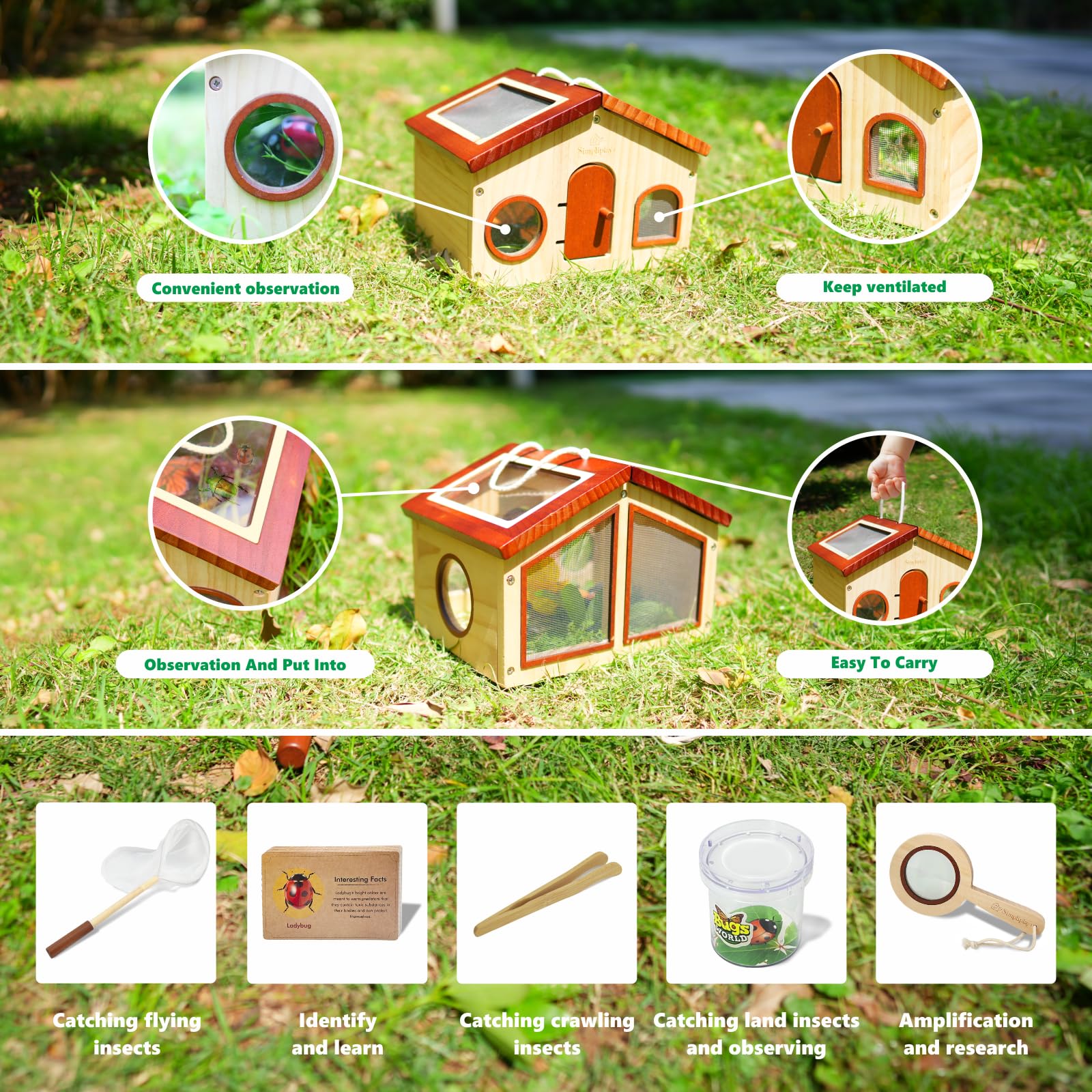 SIMPLIPLAY bamboo clip to secure habitat during play.