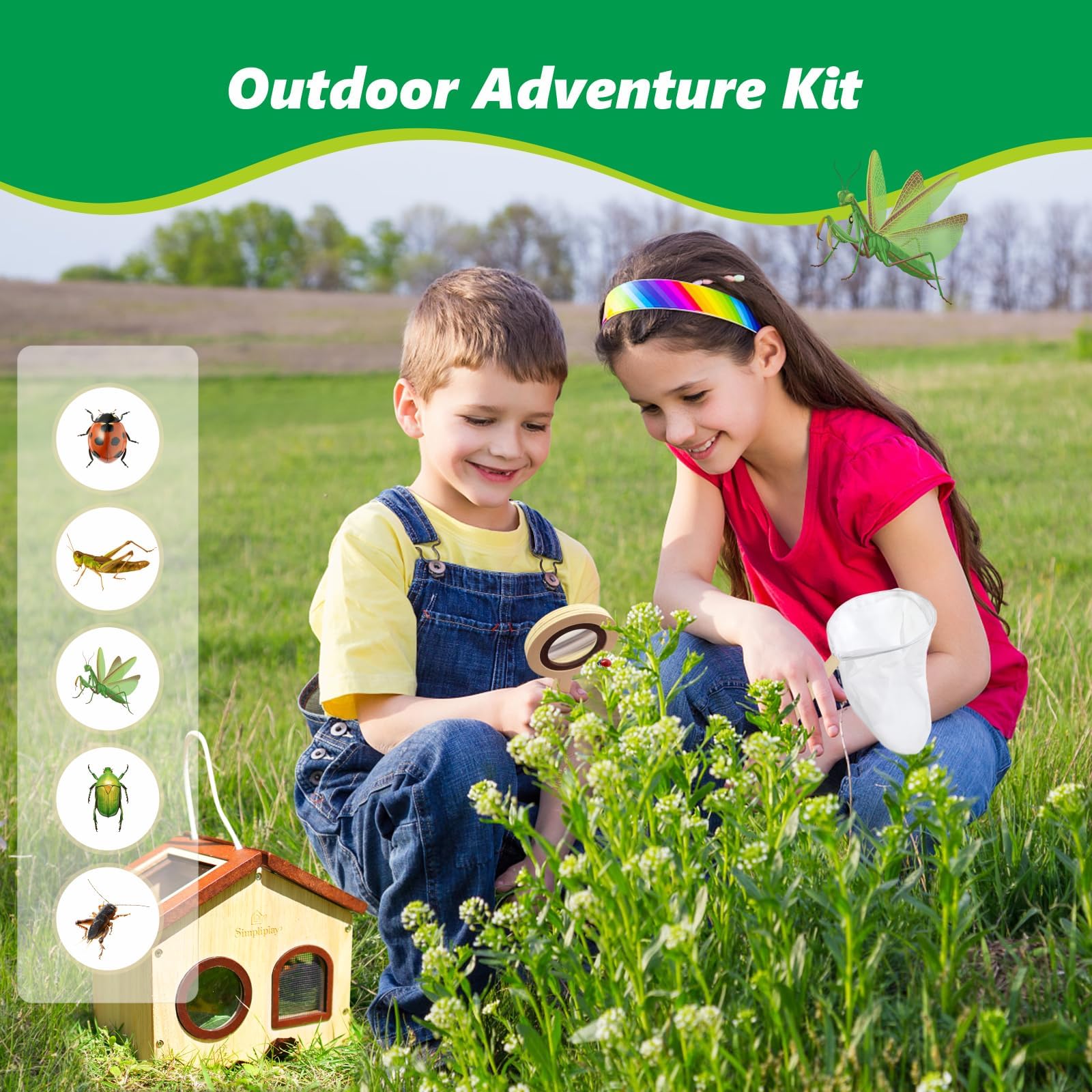 SIMPLIPLAY bug catching net designed for easy outdoor collection and gentle handling.