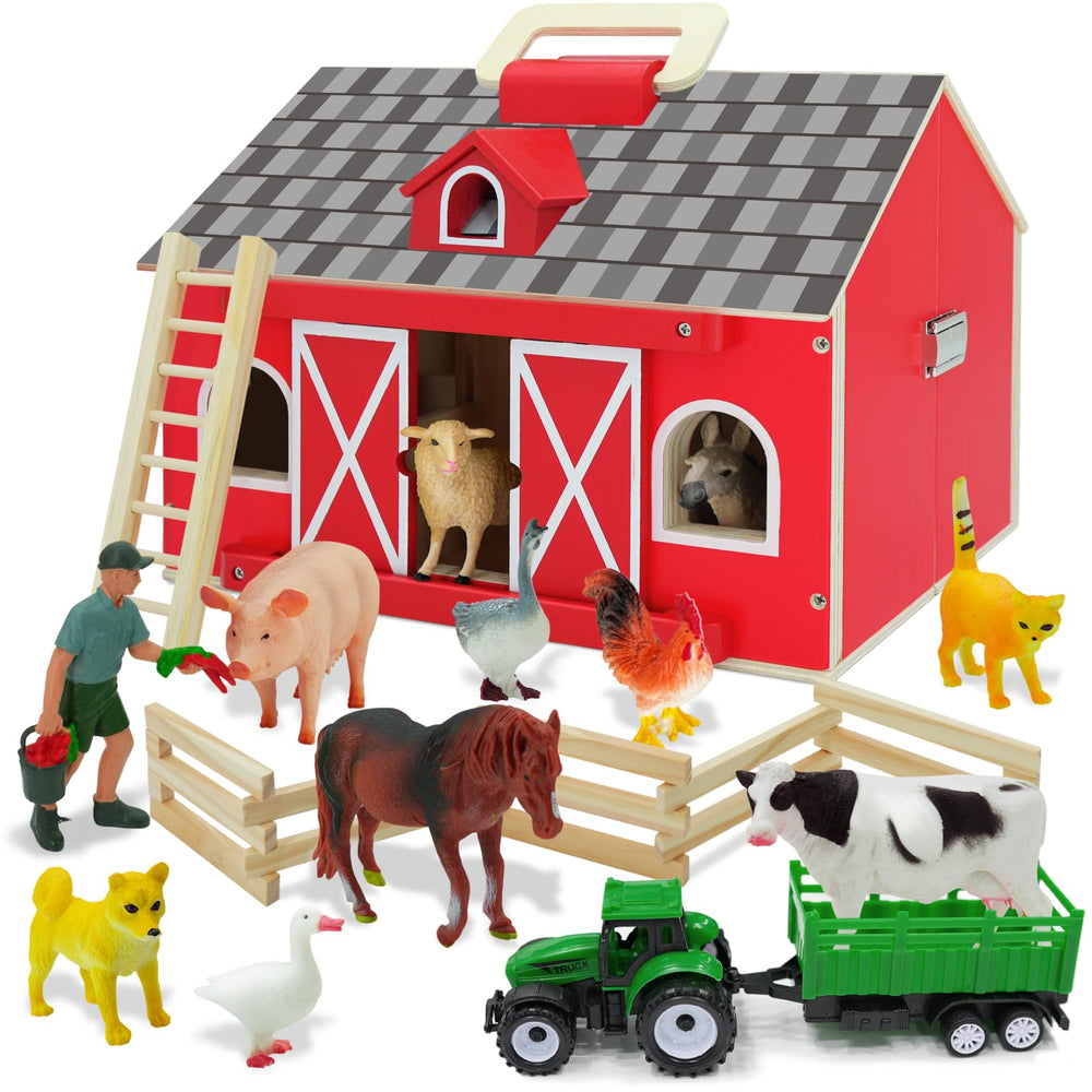 SIMPLIPLAY Farm Barn exterior wooden design for versatile indoor and outdoor play.