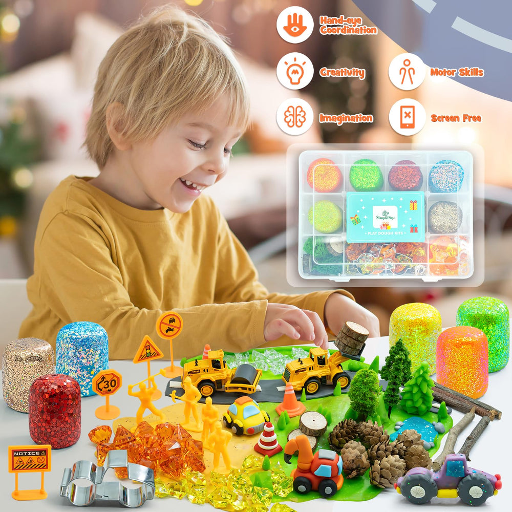 SIMPLIPLAY 18oz glitter dough provides soft, reusable tactile play