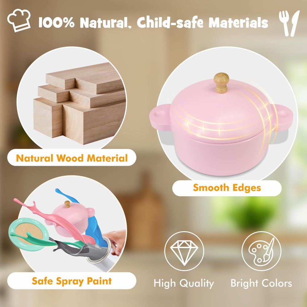 SIMPLIPLAY wooden frying pan, realistic shape for imaginative cooking.