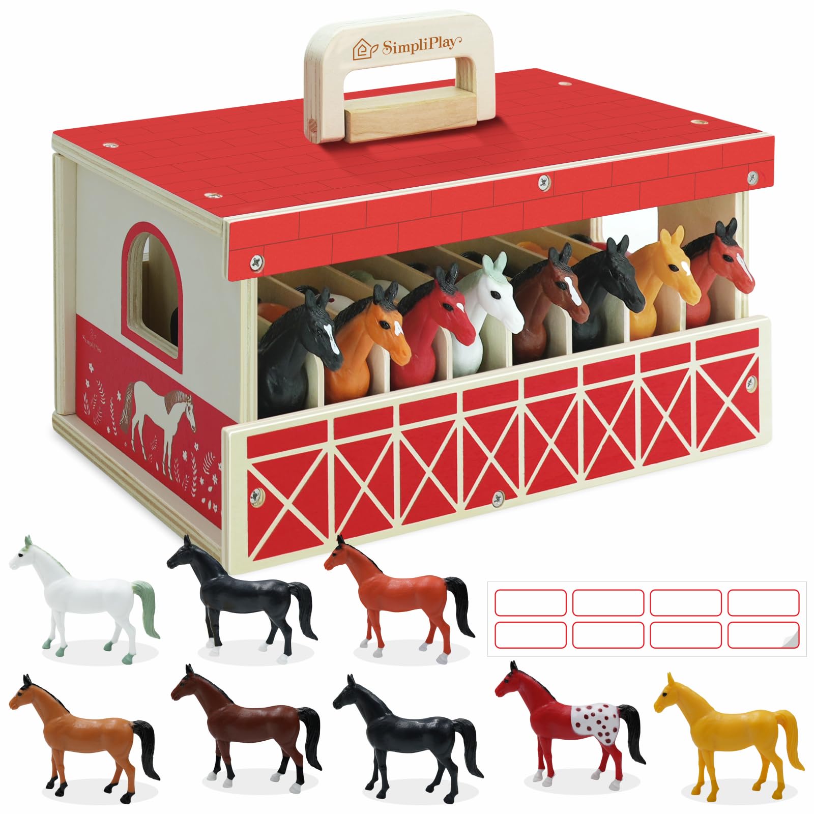 SIMPLIPLAY wooden horse stable offering durable play and imaginative scenes