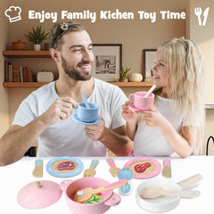 SIMPLIPLAY wooden stew pot, kid-sized cookware for role-play meals.
