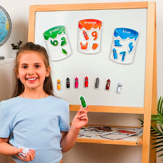 Simply Magic magnets array ready for fridge play to boost color matching.