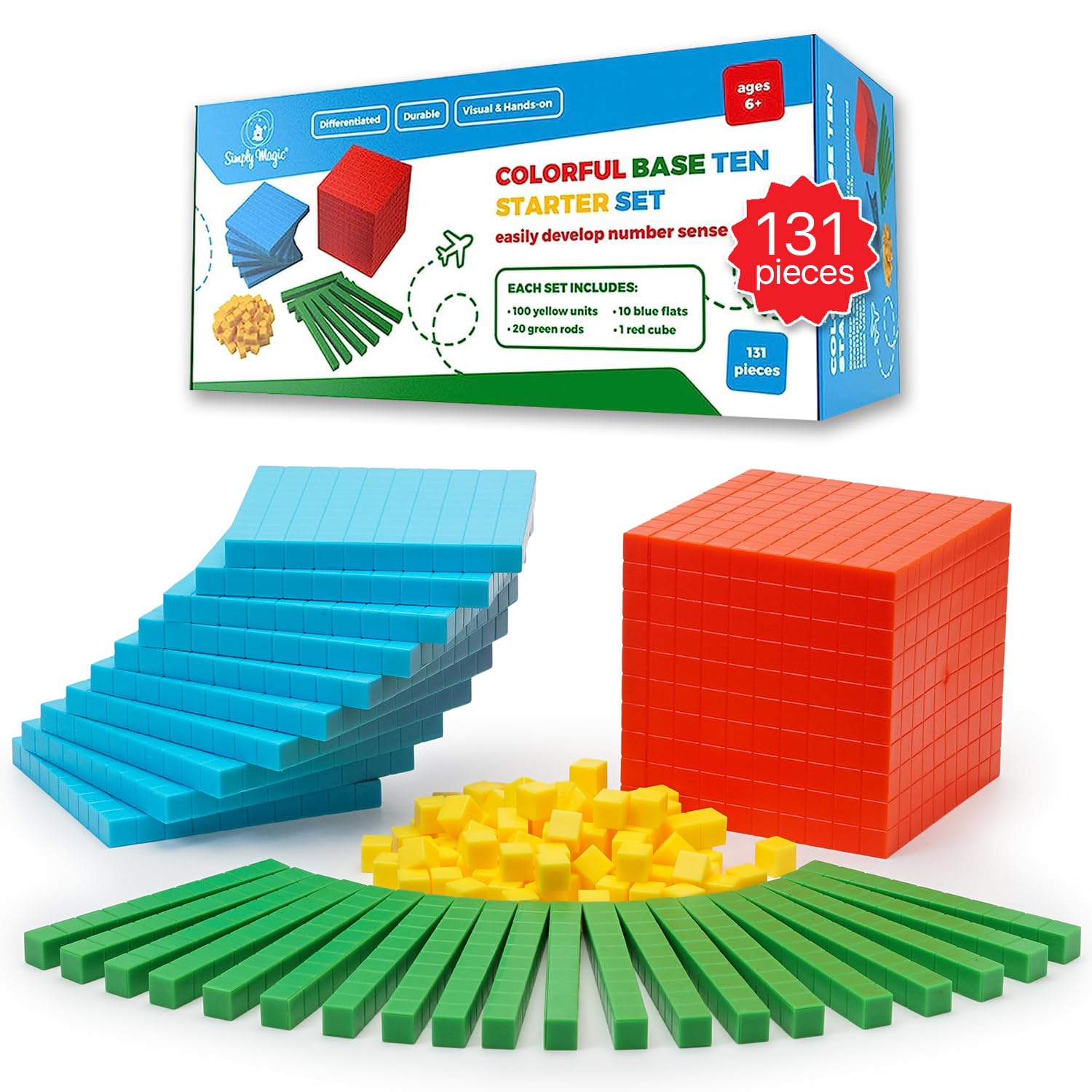Simply Magic base ten blocks cube thousand for place value learning and number sense.