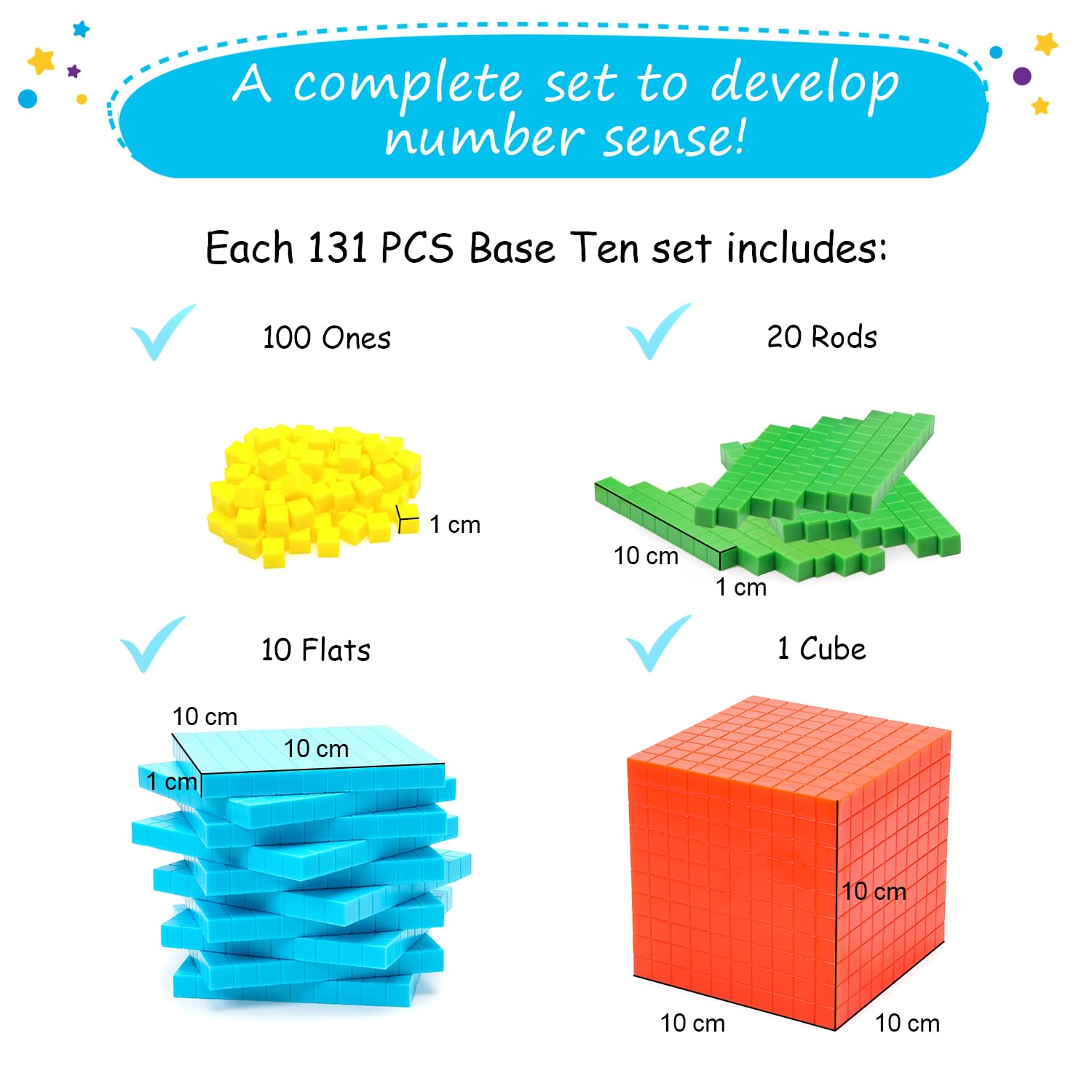 Simply Magic base ten blocks rod tens to explain tens concepts visually.