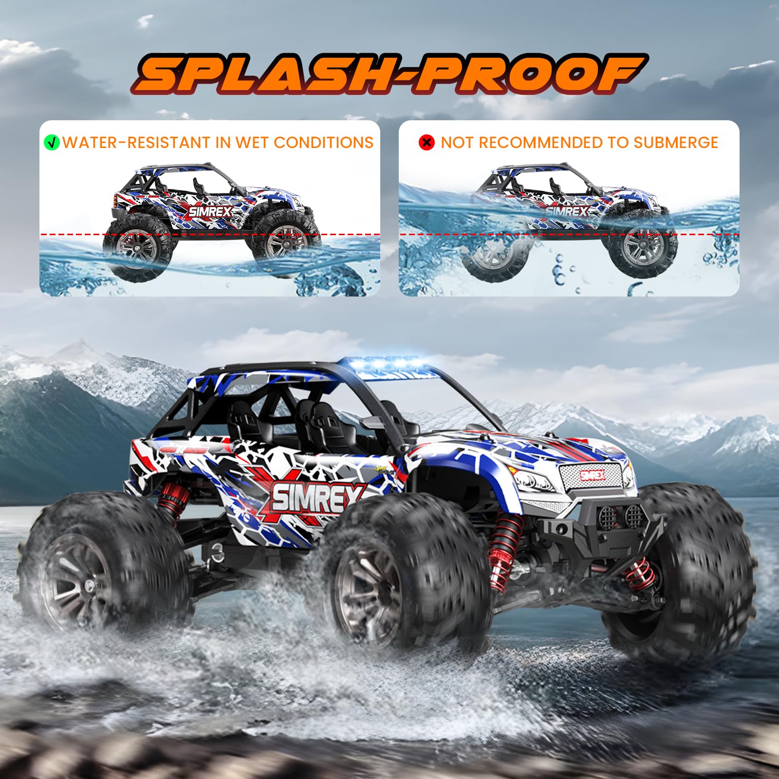 SIMREX all-terrain performance handles mud, sand, grass, and gravel.