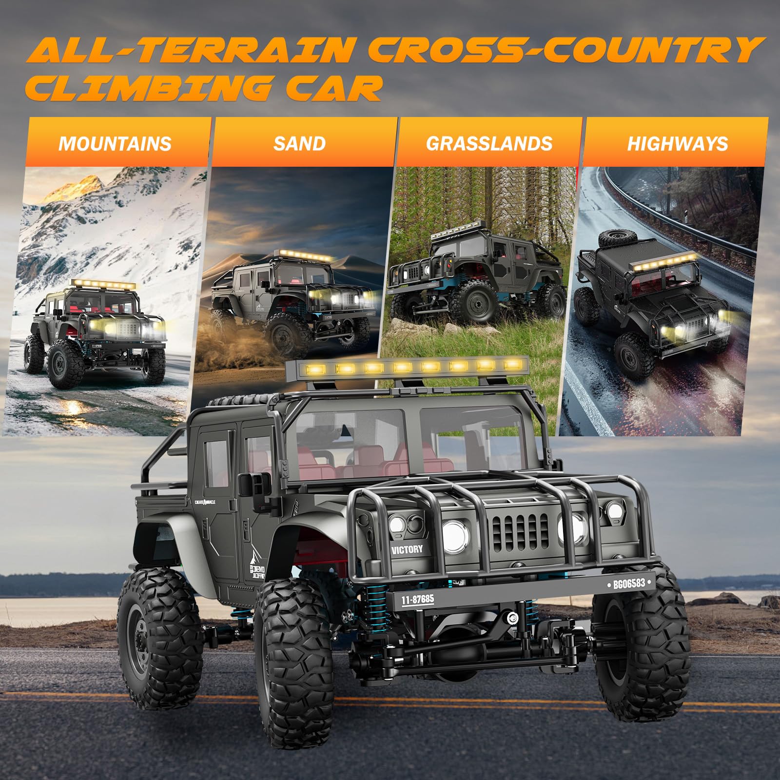 SIMREX all-terrain RC car side profile highlights durable build for rough terrain