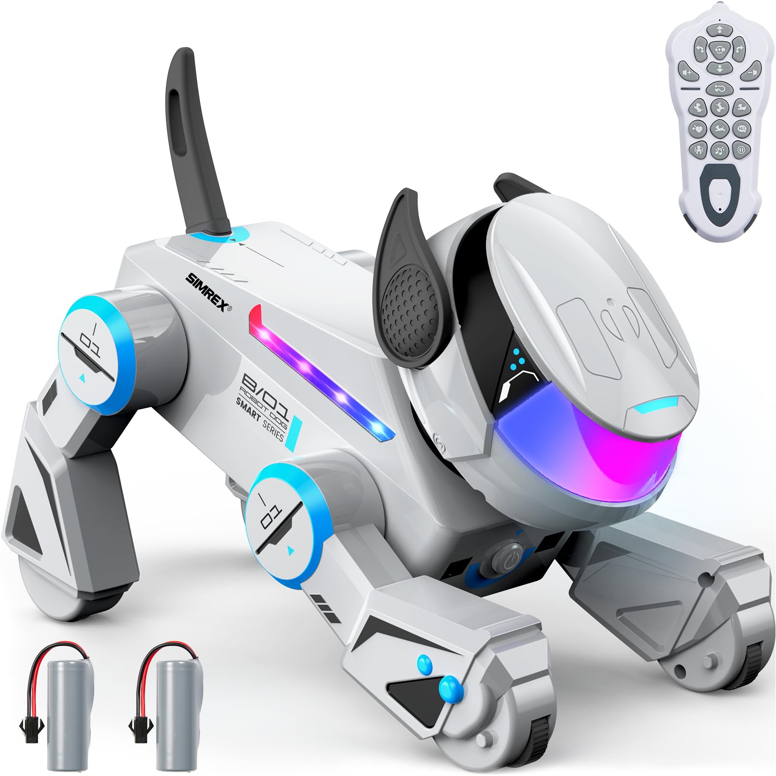 SIMREX AN-02 CyberDog with LED eyes, inviting friendly play and companionship.