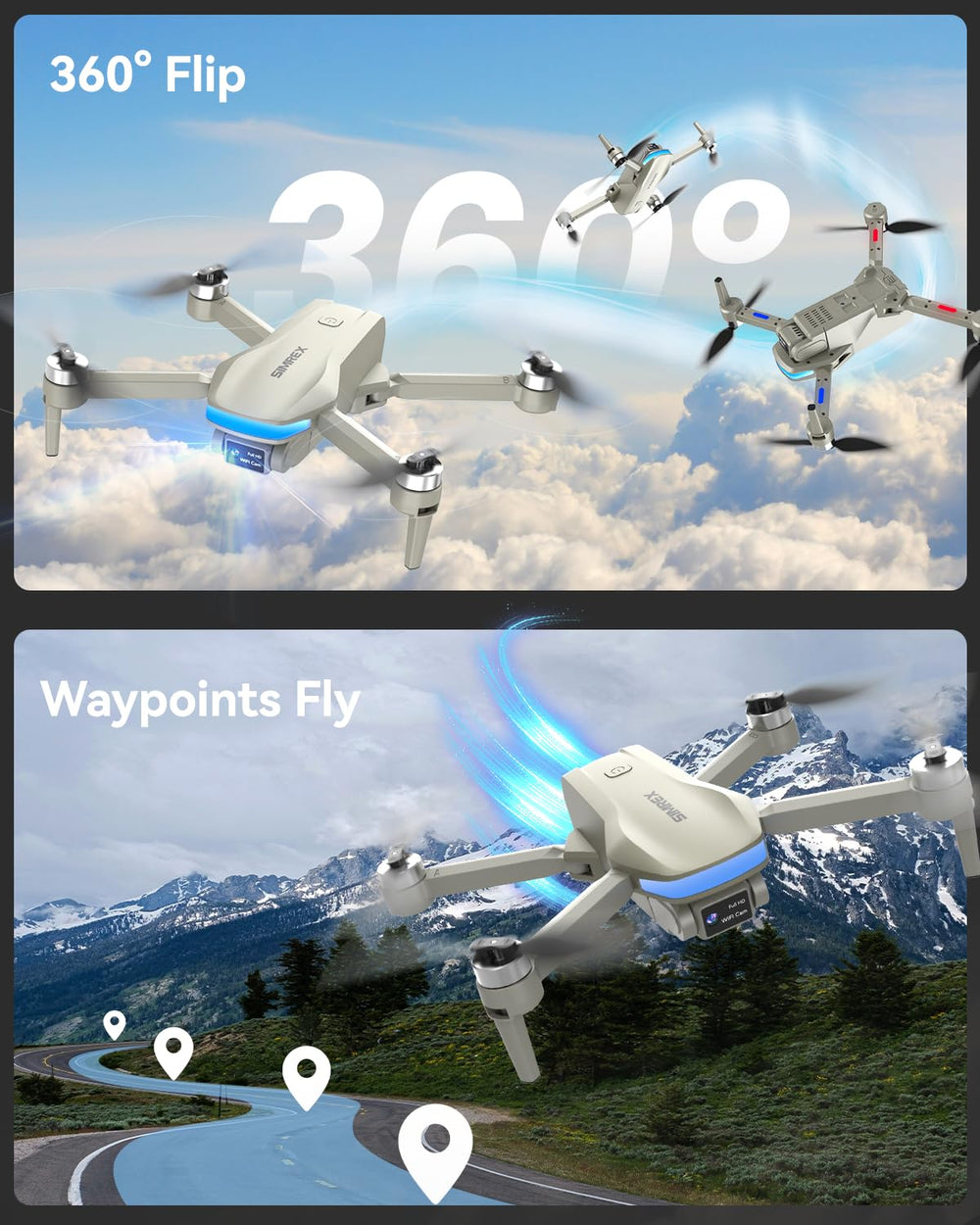SIMREX trajectory flight mode plans a custom path for cinematic footage.