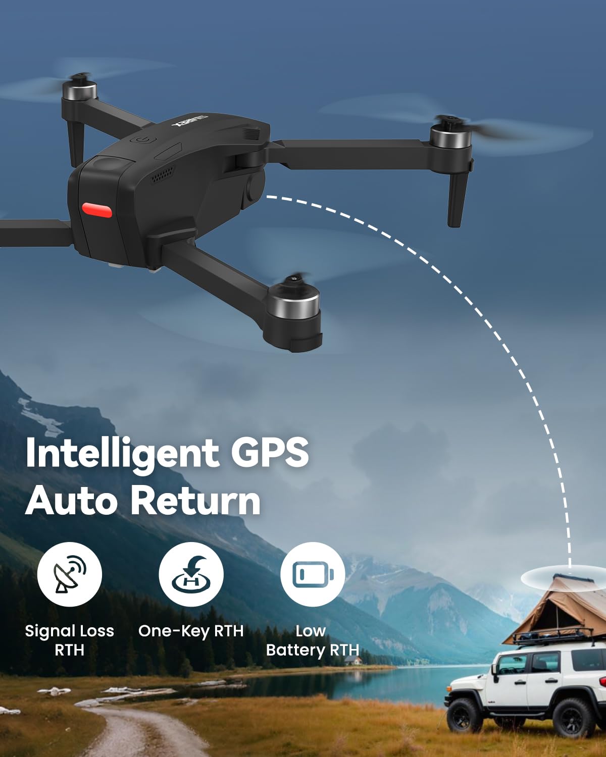 SIMREX follow me mode enables hands-free filming in outdoor scenes.