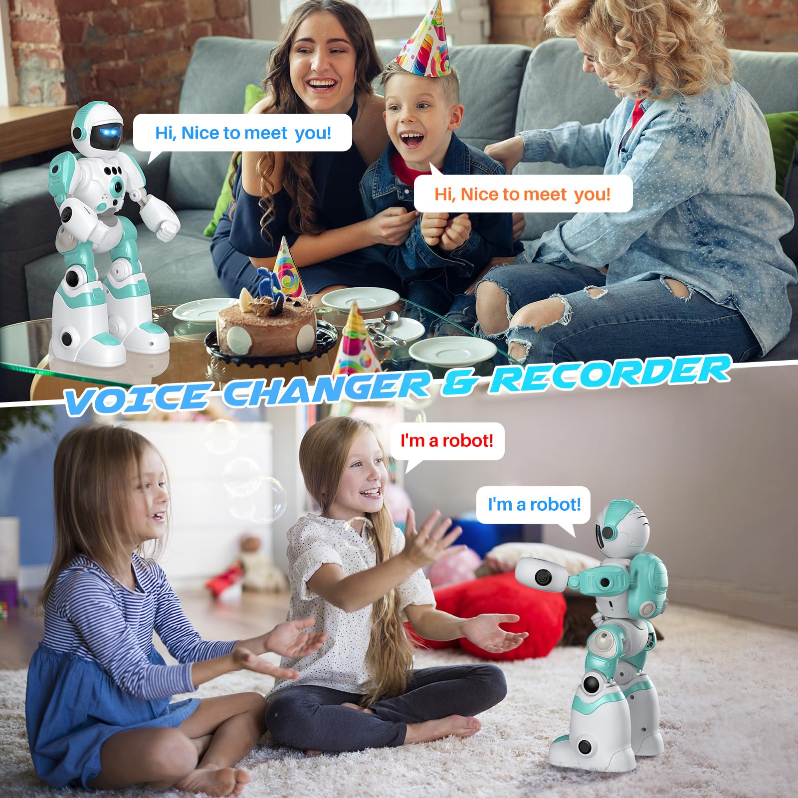 SIMREX dancing robot with built-in tracks and lights for performances