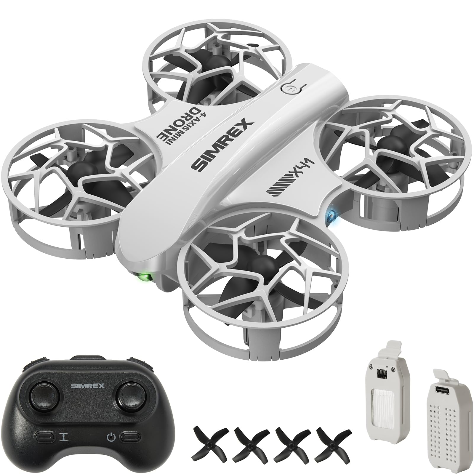 SIMREX Mini Drone gray with one-key takeoff for easy beginners.