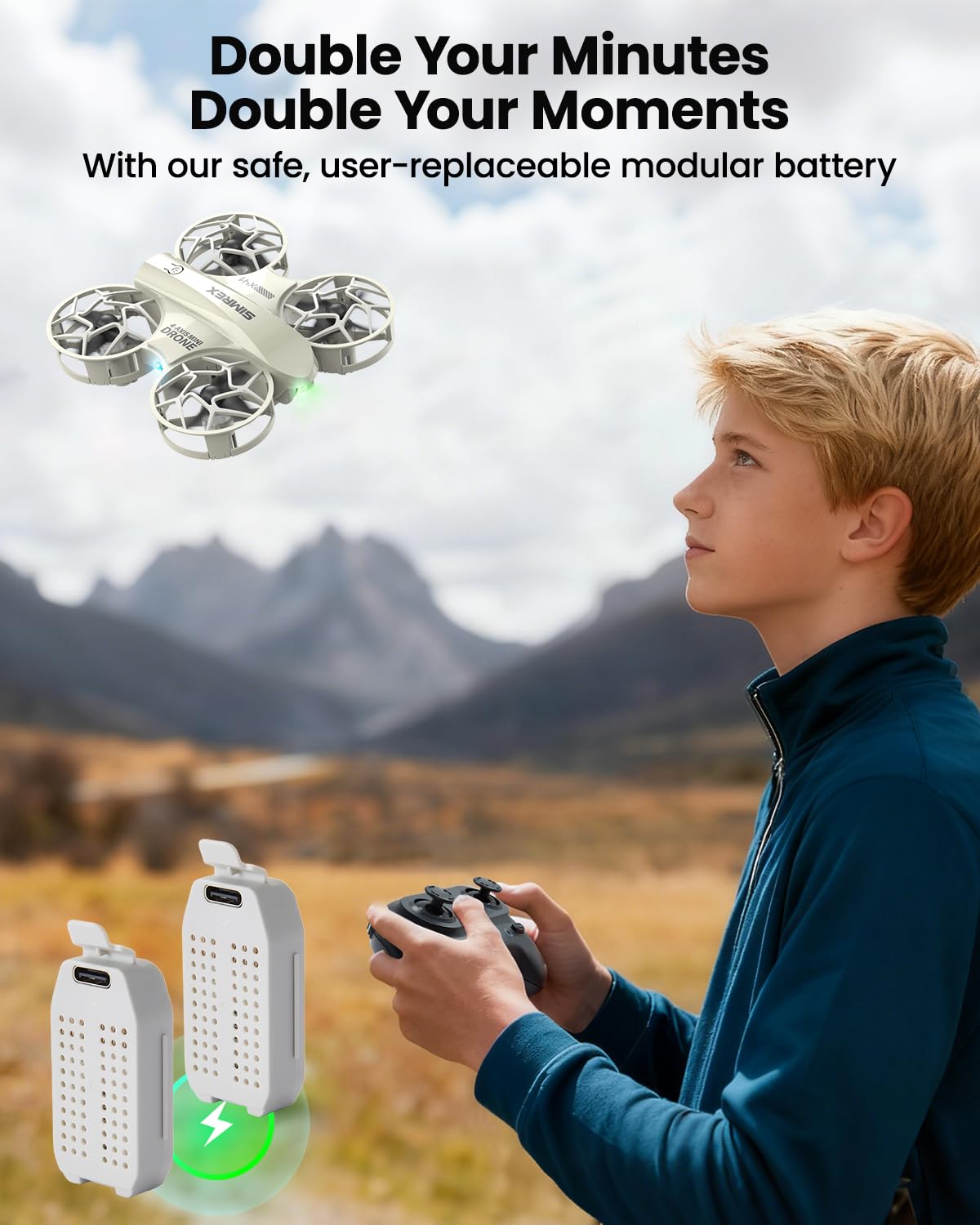 SIMREX Mini Drone gray safety features protect the drone during learning.