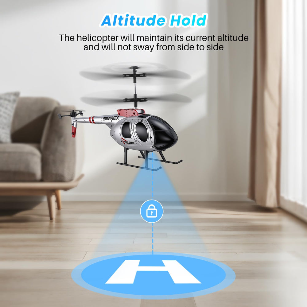 SIMREX RC Helicopter with stable 2.4GHz remote signal for reliable control.