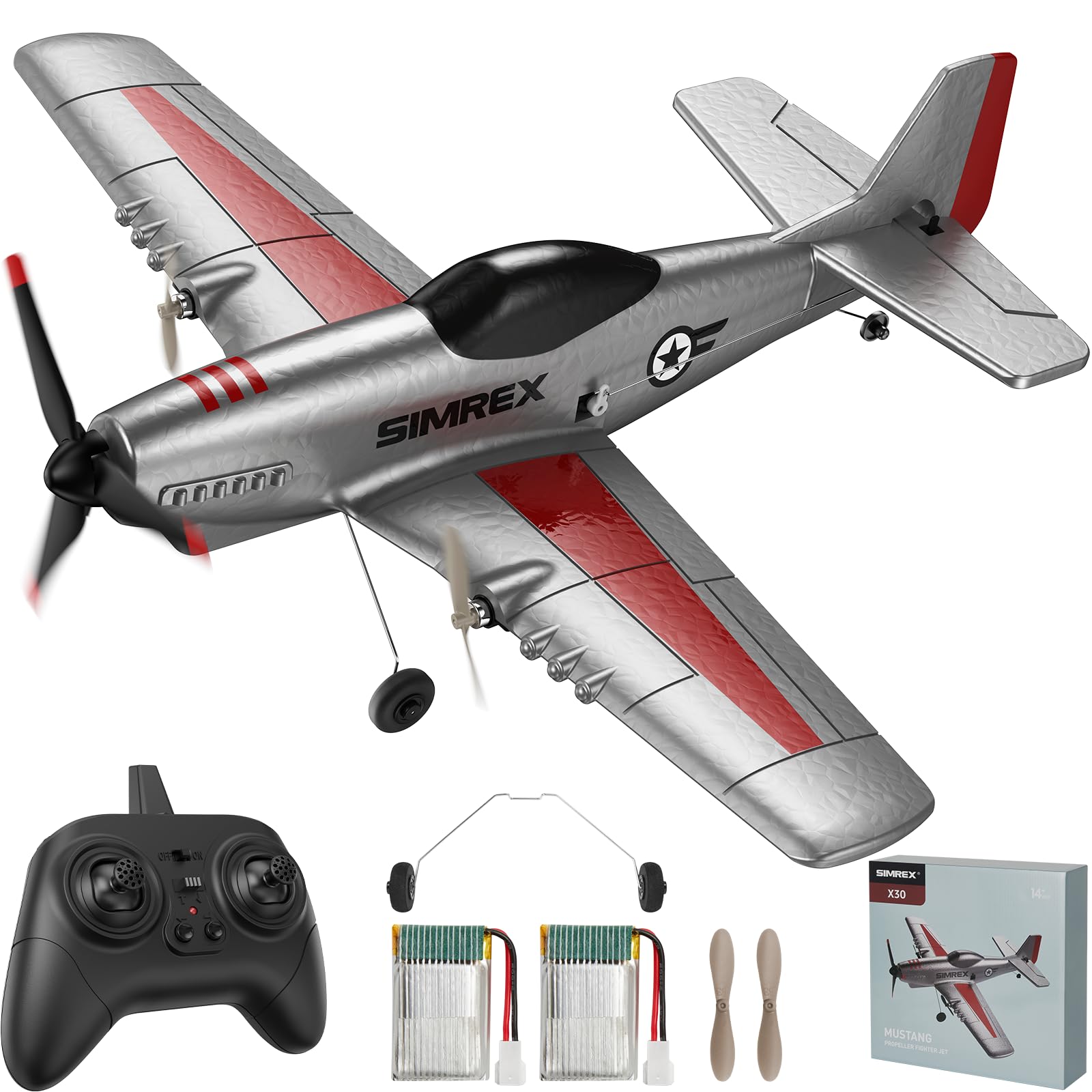 SIMREX RC Plane with stable gyro enables beginner-friendly, smooth flight.
