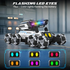 SIMREX robot dog LED eyes glow during play, adding character.