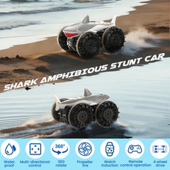 SIMREX Shark amphibious RC car on water surface demonstrating amphibious capability.