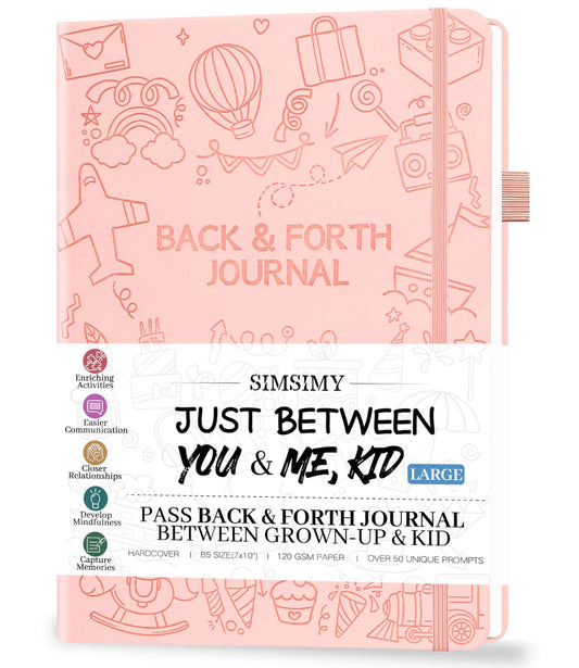 SIMSIMY Just Between You and Me cover close-up in pink eco-leather finish.