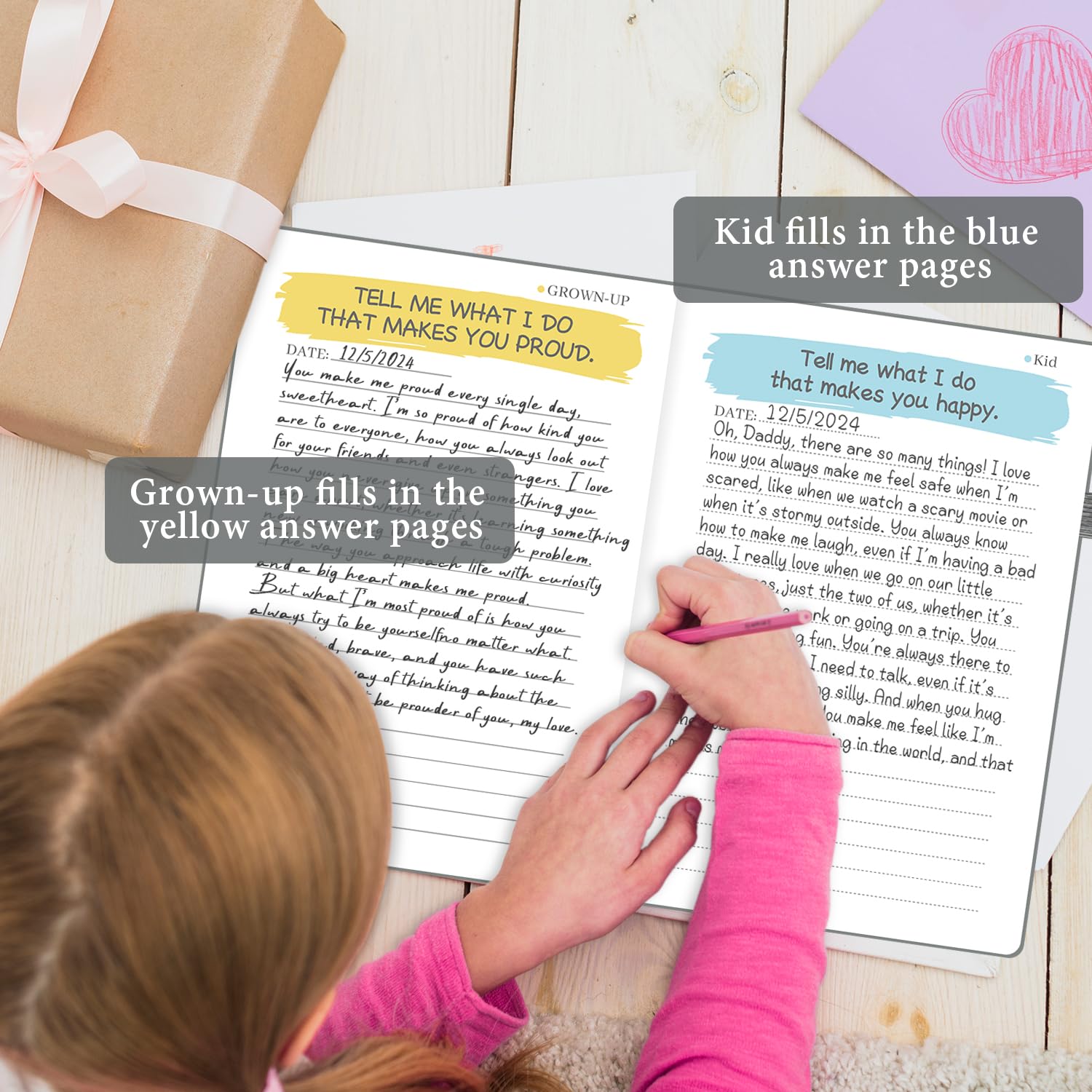 SIMSIMY Just Between You and Me Kid Journal ribbon bookmark to pick up where you left off.