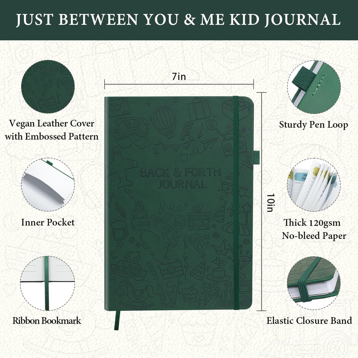 SIMSIMY Just Between You and Me Kid Journal spine shows durable design for daily writing and sharing.