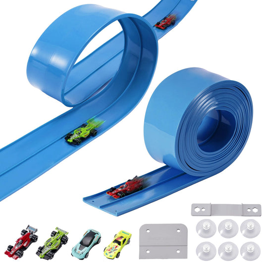 SINBEN Flex Track blue track side view showing versatile indoor-outdoor play