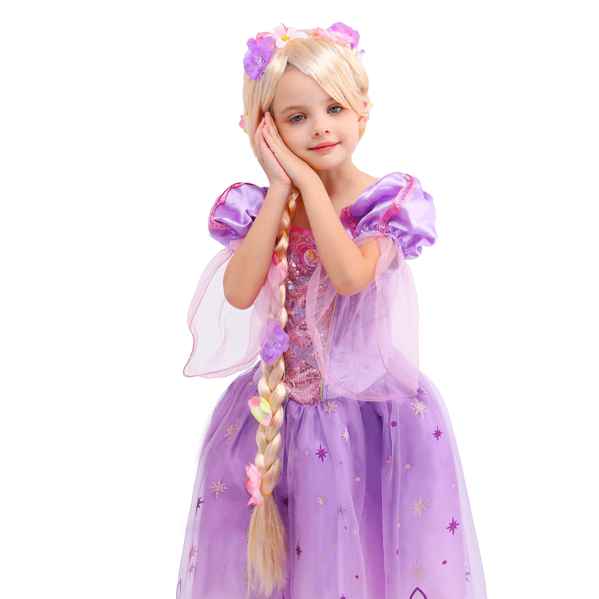 Sincere Party Rapunzel wig for Halloween costumes provides ready-to-wear princess styling.