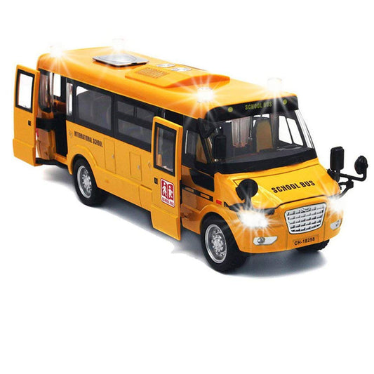 Singer's Toy 9in pull-back school bus front doors open for realistic pretend play.