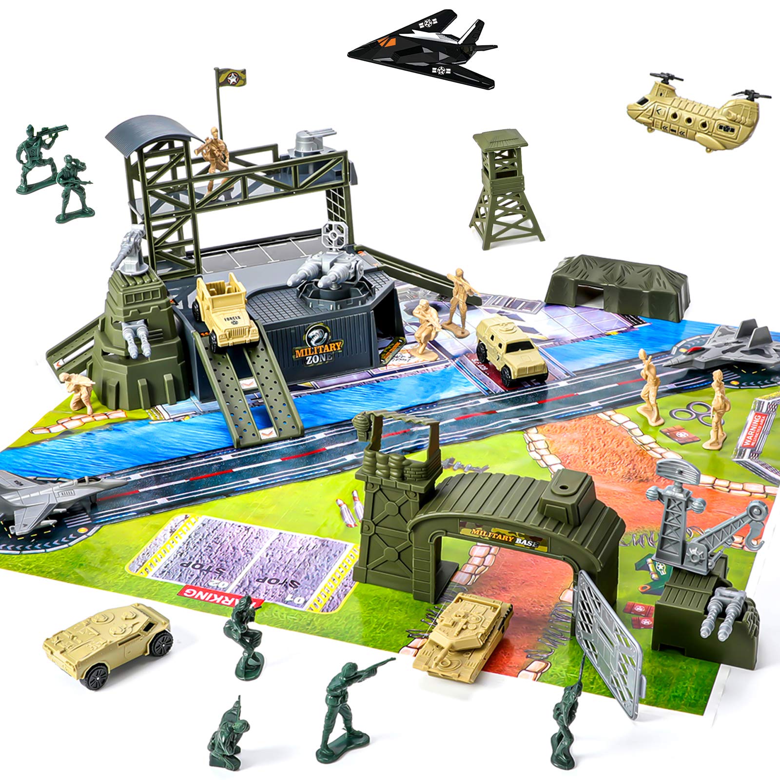 Singer's Toy military base set with 47 pieces for immersive pretend play.