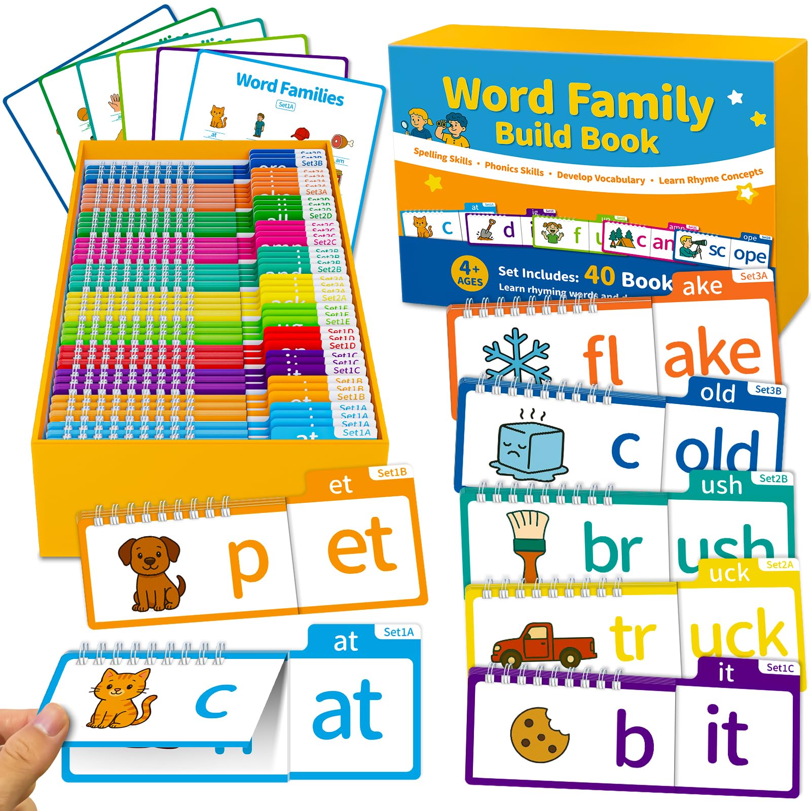 Sinoome Word Family Flip Book cover with colorful phonics visuals for early readers