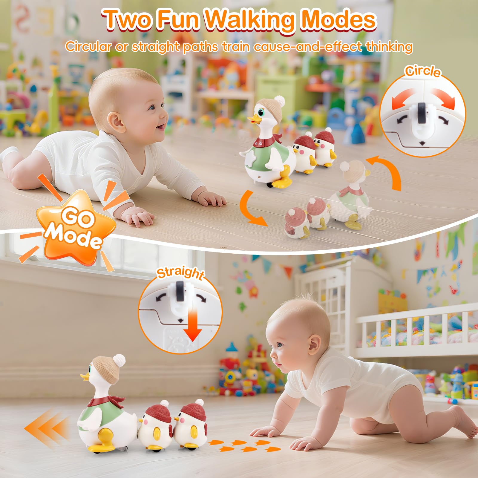 Sinpedex lullaby duck toy in STOP mode offers soothing bedtime lighting.