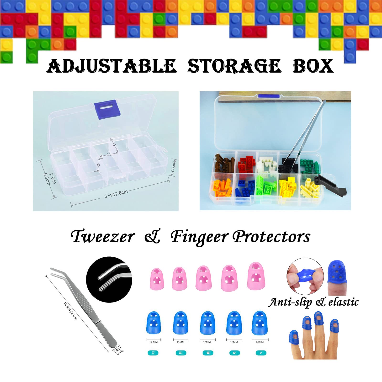 SIOYTOER pink adjustable storage box organizes bricks by shape or color