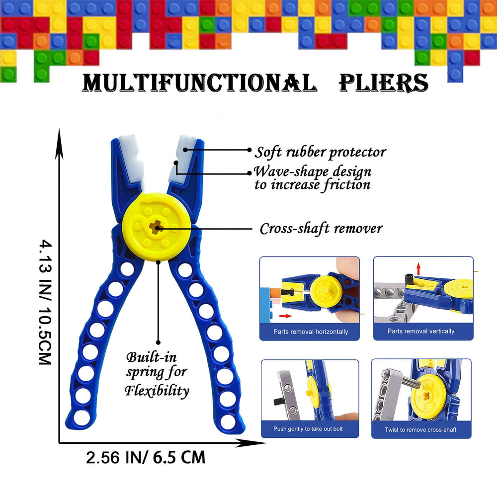 SIOYTOER tweezers pick tiny pieces for precise brick work.